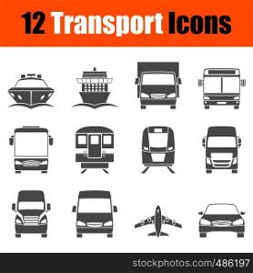 Transportation Icon Set in Front View. Simple Stencil Design. Vector illustration.