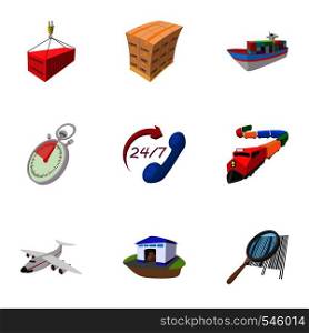 Transportation icons set. Cartoon illustration of 9 transportation vector icons for web. Transportation icons set, cartoon style