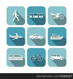 Transportation icons set of card bus train vector illustration