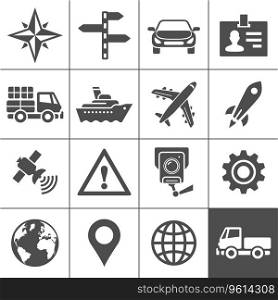 Transportation icons set simplus series Royalty Free Vector