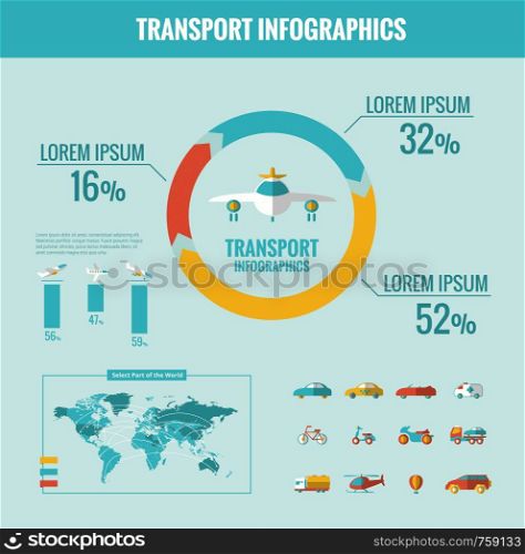 Transportation Infographic Template. Vector Customizable Elements.