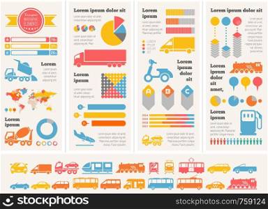 Transportation Infographic Template. Vector Customizable Elements.. Transportation Infographic Elements.