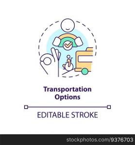 Transportation option concept icon. People with disabilities. Transport service. Ride sharing. Safe travel abstract idea thin line illustration. Isolated outline drawing. Editable stroke. Transportation option concept icon