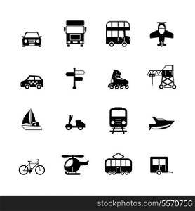 Transportation pictograms collection of aircraft boat yacht helicopter isolated vector illustration