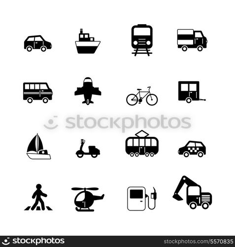 Transportation pictograms collection of car truck bus pedestrian isolated vector illustration