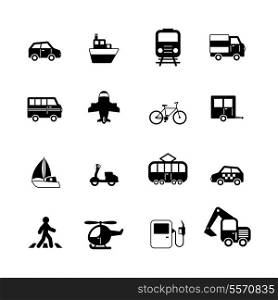 Transportation pictograms collection of car truck bus pedestrian isolated vector illustration