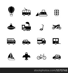 Transportation pictograms collection of passenger train tram taxi isolated vector illustration