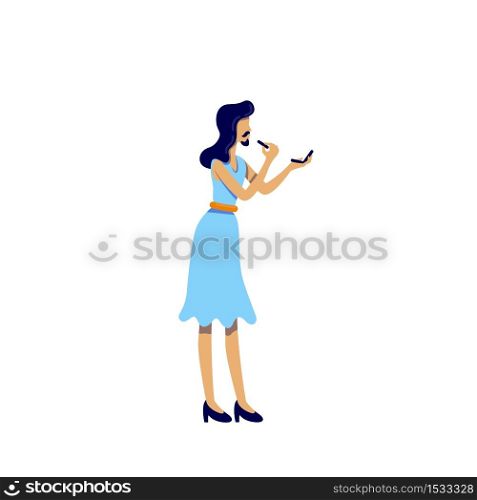 Transvestite flat color vector faceless character. Androgynous person. Drag queen apply makeup. LGBT community member isolated cartoon illustration for web graphic design and animation. Transvestite flat color vector faceless character