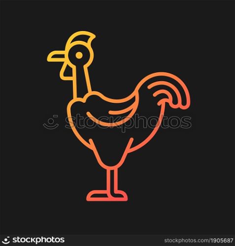 Transylvanian chicken gradient vector icon for dark theme. Naked neck chicken breed. Bird with featherless neck. Thin line color symbol. Modern style pictogram. Vector isolated outline drawing. Transylvanian chicken gradient vector icon for dark theme