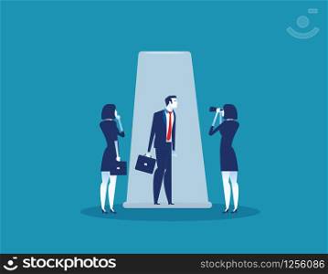 Trapped. Businessman in glass. Concept business vector illustration.