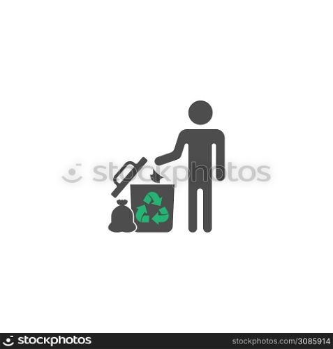 Trash and man icon vector illustration
