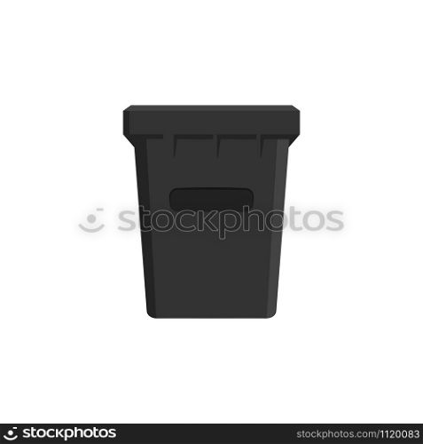 Trash and waste container icon. Isolated on white background in flat design style.