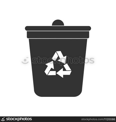 Trash and waste container icon. Isolated on white background in flat design style.