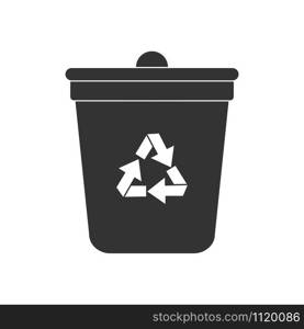 Trash and waste container icon. Isolated on white background in flat design style.