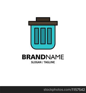 Trash, Basket, Bin, Can, Container, Dustbin, Office Business Logo Template. Flat Color