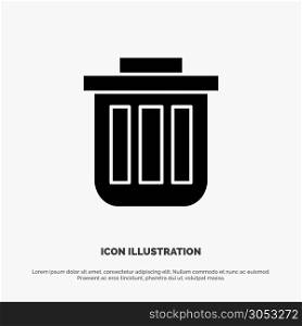 Trash, Basket, Bin, Can, Container, Dustbin, Office solid Glyph Icon vector