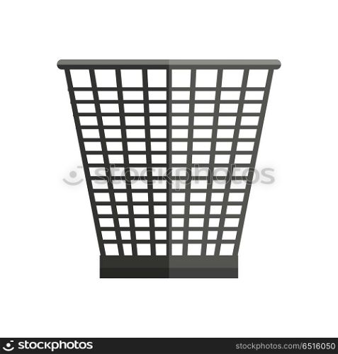 Trash basket vector in flat style. Plastic or metal container for waste, papers, and rubbish. Container for garbage for household, environmental concepts. Isolated on white background. Trash Basket Vector Illustration in Flat Style Design Web. Trash Basket Vector Illustration in Flat Style Design Web