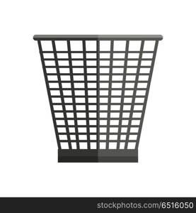 Trash basket vector in flat style. Plastic or metal container for waste, papers, and rubbish. Container for garbage for household, environmental concepts. Isolated on white background. Trash Basket Vector Illustration in Flat Style Design Web. Trash Basket Vector Illustration in Flat Style Design Web