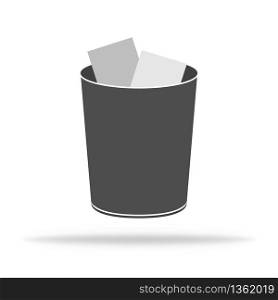 Trash bin for garbage. Waste dustbin for recycle plastic or paper. Ecology icon as rubbish. Vector EPS 10.
