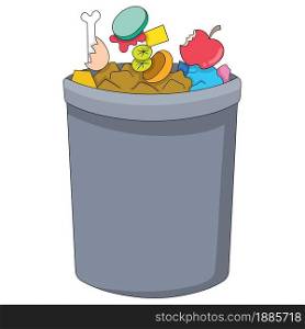 trash bin full and dirty never cleaned. vector design illustration art