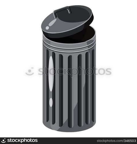 Trash bin icon in cartoon style on a white background. Trash bin icon, cartoon style