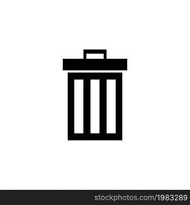 Trash Can, Bin. Flat Vector Icon illustration. Simple black symbol on white background. Trash Can, Bin sign design template for web and mobile UI element. Trash Can, Bin Vector Icon
