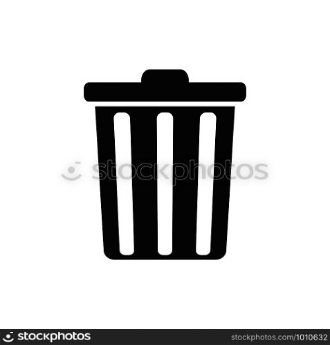 trash can black delete button icon, vector illustration. trash can black delete button icon, vector