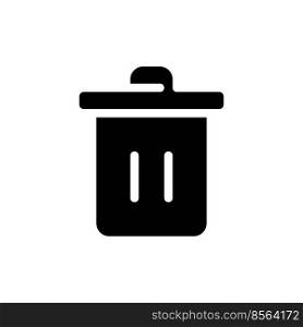 Trash can black glyph ui icon. Recycle bin. Garbage container. E commerce. User interface design. Silhouette symbol on white space. Solid pictogram for web, mobile. Isolated vector illustration. Trash can black glyph ui icon