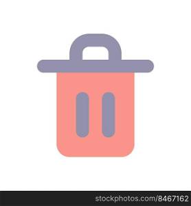 Trash can flat color ui icon. Delete button. Recycle bin. Waste container. Automatic deletion. Simple filled element for mobile app. Colorful solid pictogram. Vector isolated RGB illustration. Trash can flat color ui icon