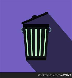 Trash can flat icon for web and mobile devices. Trash can flat
