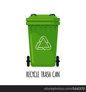 Trash can for separate garbage icon in flat style isolated on white background. Care Environment concept. Vector illustration.. Trash can for separate garbage icon on white.
