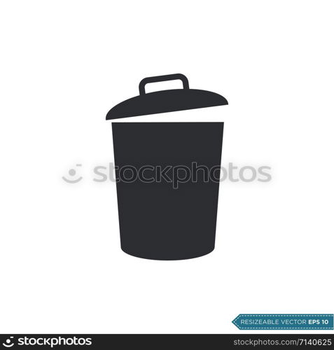 Trash Can / Garbage Bucket Icon Vector Logo Template Illustration Design