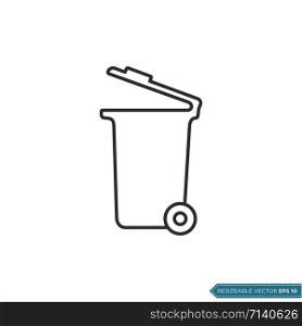 Trash Can / Garbage Bucket Icon Vector Logo Template Illustration Design
