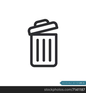 Trash Can / Garbage Bucket Icon Vector Logo Template Illustration Design