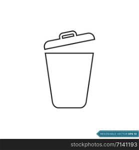Trash Can / Garbage Bucket Icon Vector Logo Template Illustration Design