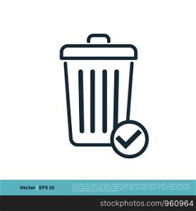 Trash Can / Garbage Bucket Icon Vector Logo Template Illustration Design. Vector EPS 10.