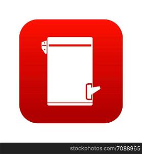 Trash can icon digital red for any design isolated on white vector illustration. Trash can icon digital red