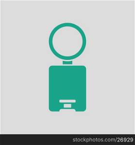 Trash can icon. Gray background with green. Vector illustration.
