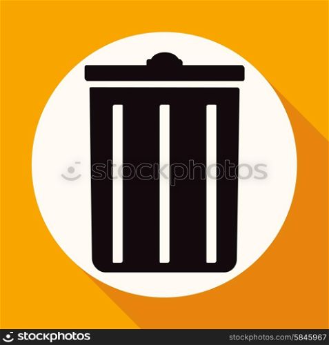 trash can icon on white circle with a long shadow