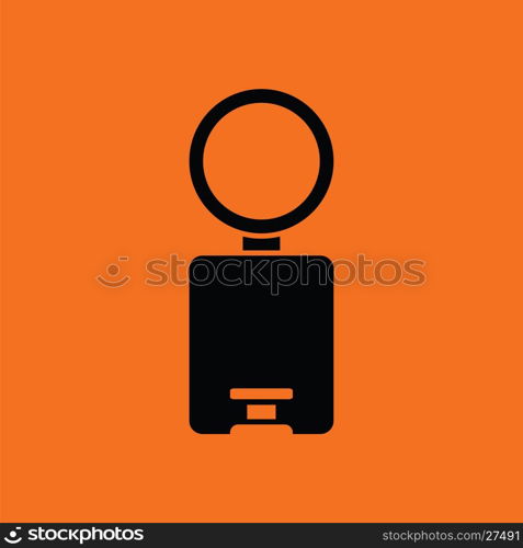 Trash can icon. Orange background with black. Vector illustration.