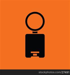 Trash can icon. Orange background with black. Vector illustration.