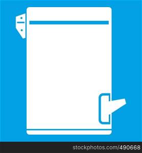 Trash can icon white isolated on blue background vector illustration. Trash can icon white