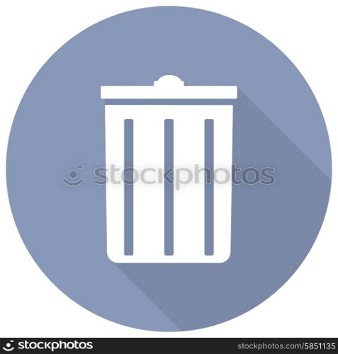 trash can icon with a long shadow