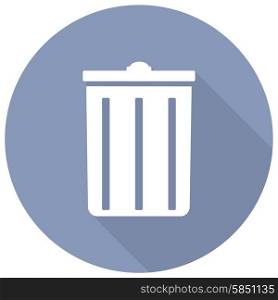 trash can icon with a long shadow