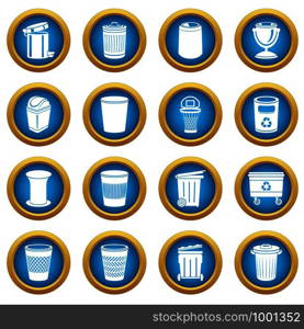 Trash can icons set. Simple illustration of 16 trash can vector icons for web. Trash can icons set, simple style