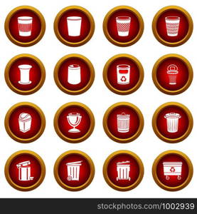 Trash can icons set. Simple illustration of 16 trash can vector icons for web. Trash can icons set, simple style