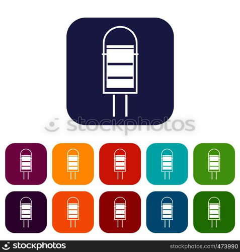 Trash can icons set vector illustration in flat style In colors red, blue, green and other. Trash can icons set