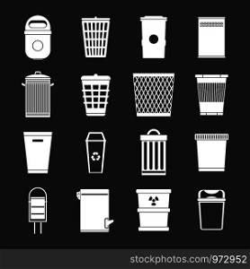 Trash can icons set vector white isolated on grey background . Trash can icons set grey vector