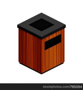 Trash can in park icon. Waste bin on white background. Vector illustration.. Trash can in park icon. Waste bin on white background. Vector stock illustration.