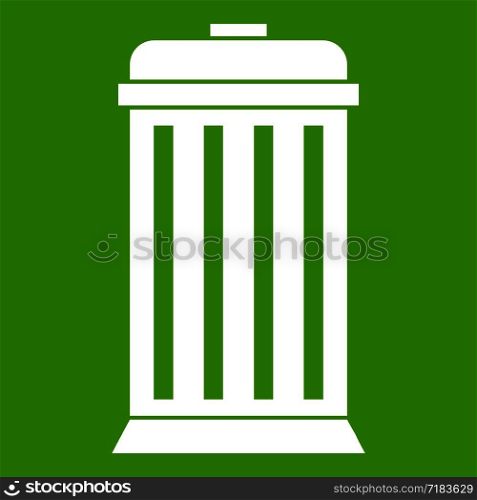 Trash can in simple style isolated on white background vector illustration. Trash can icon green